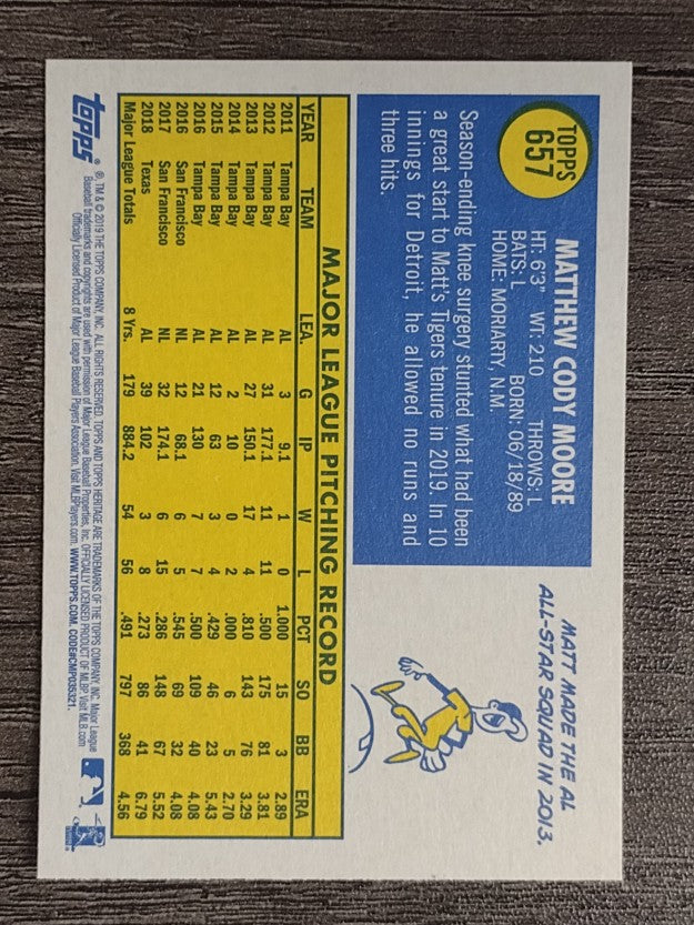 2019 Topps Heritage #657 Matt Moore