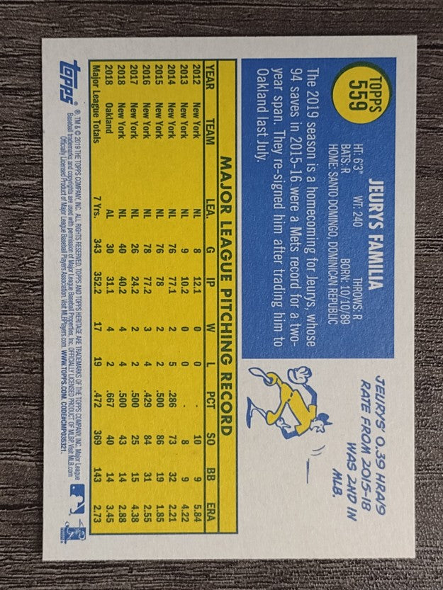 2019 Topps Heritage #559 Jeurys Familia