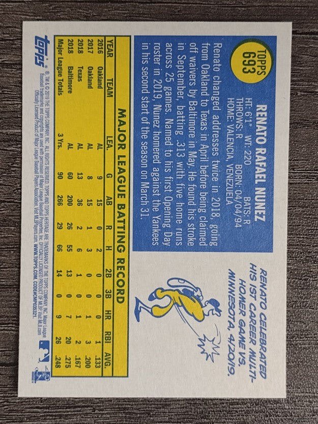 2019 Topps Heritage #693 Renato Nunez