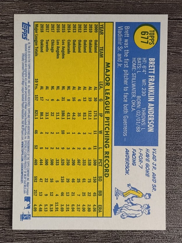 2019 Topps Heritage #677 Brett Anderson