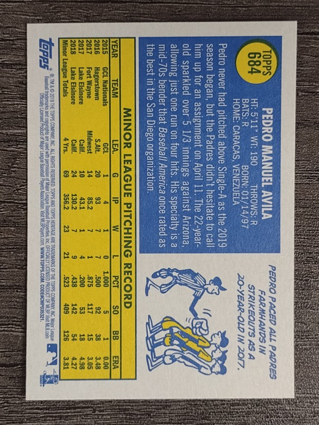 2019 Topps Heritage #684 Pedro Avila RC