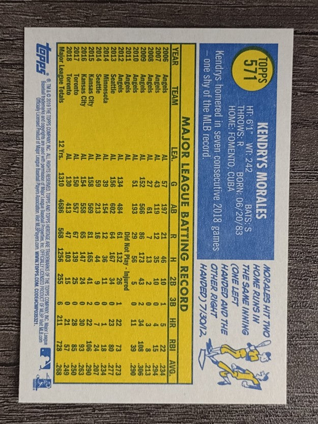 2019 Topps Heritage #571 Kendrys Morales
