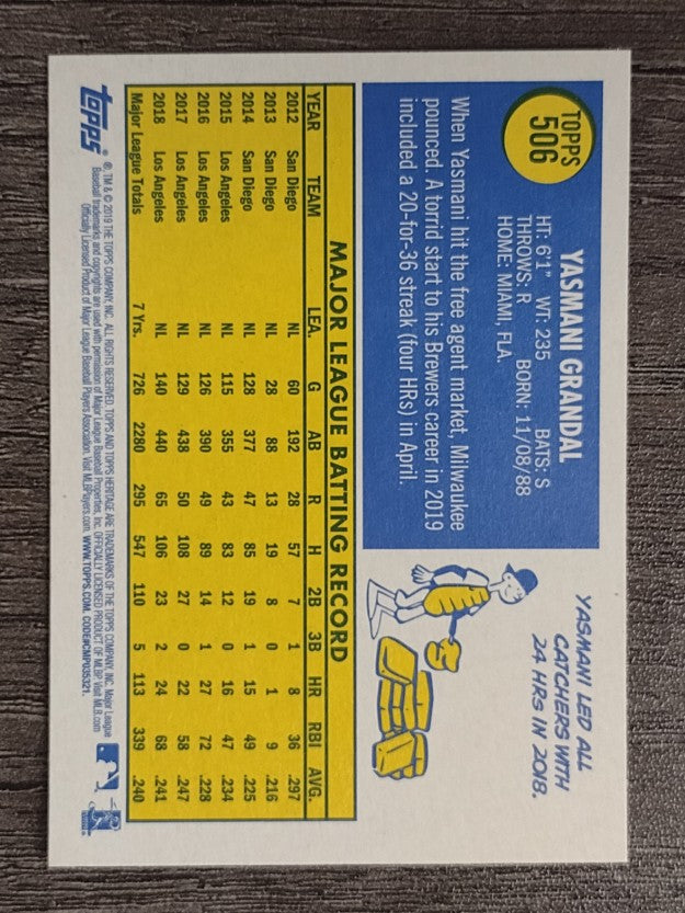 2019 Topps Heritage #506 Yasmani Grandal