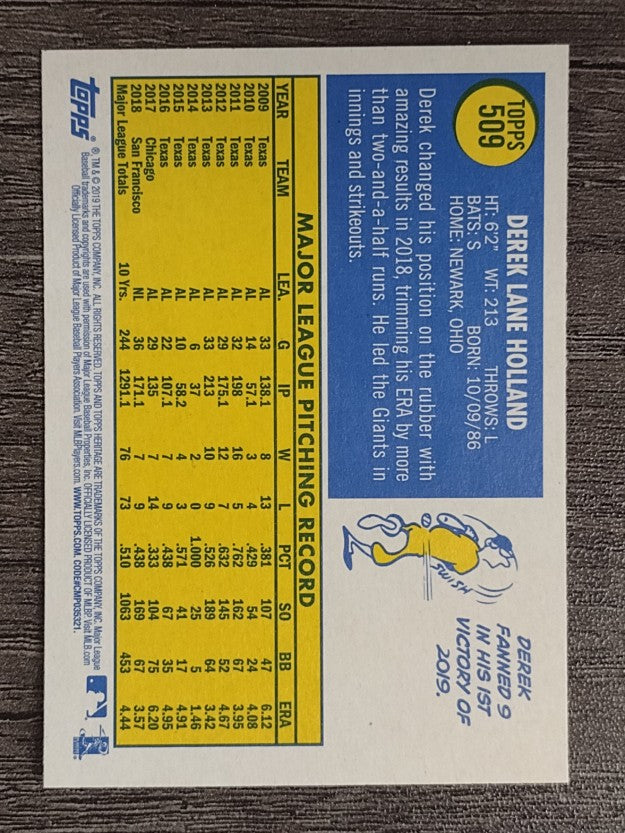 2019 Topps Heritage #509 Derek Holland