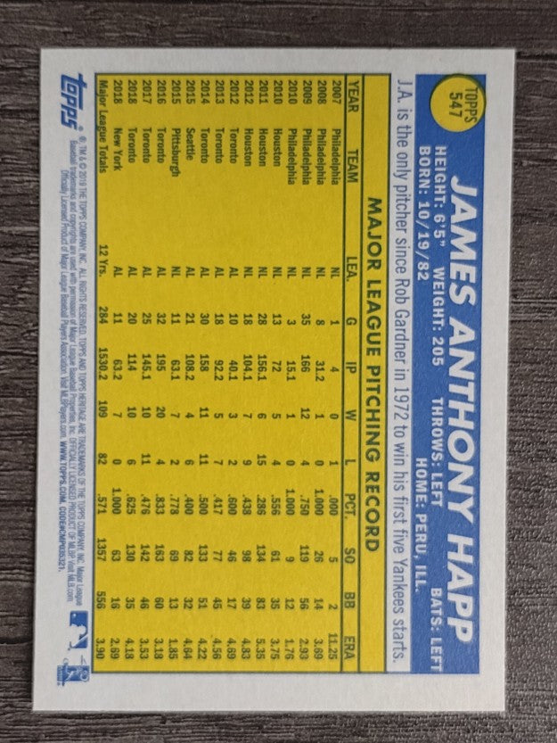 2019 Topps Heritage #547 J.A. Happ