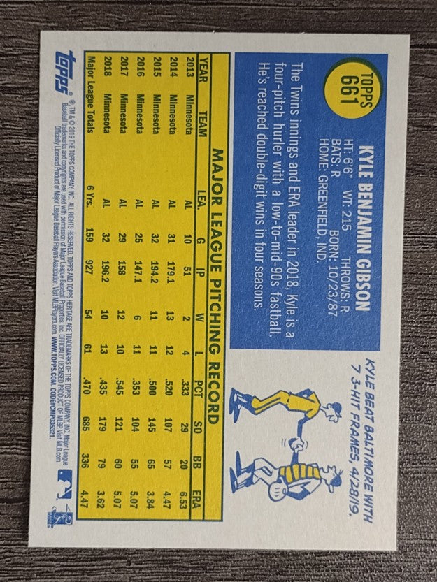 2019 Topps Heritage #661 Kyle Gibson