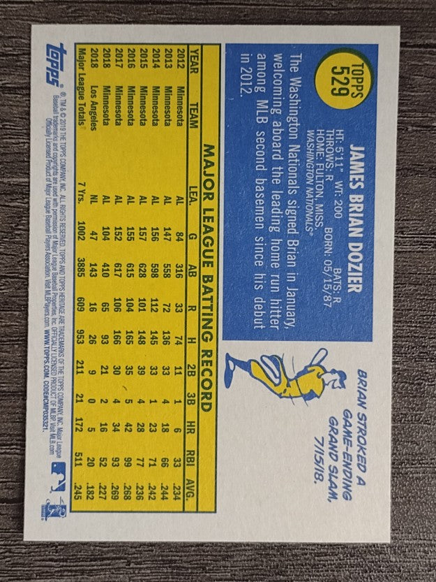 2019 Topps Heritage #529 Brian Dozier