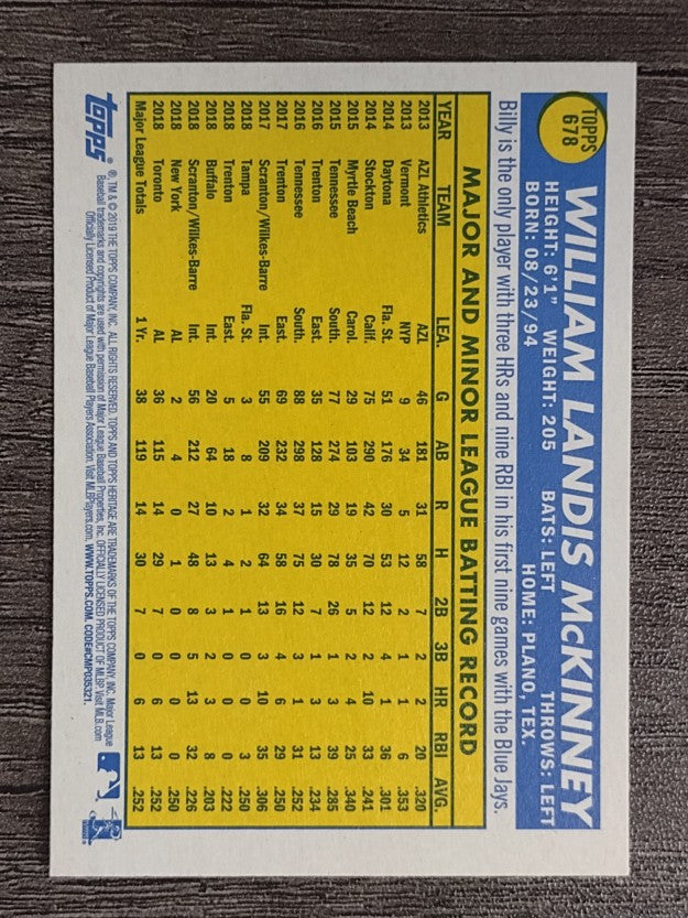 2019 Topps Heritage #678 Billy McKinney