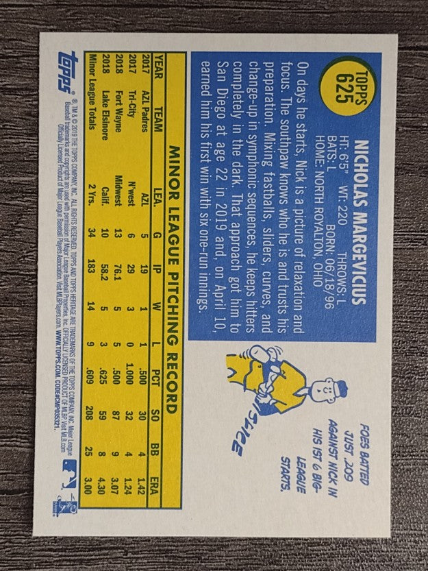 2019 Topps Heritage #625 Nick Margevicius RC