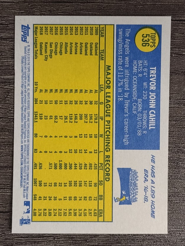 2019 Topps Heritage #536 Trevor Cahill