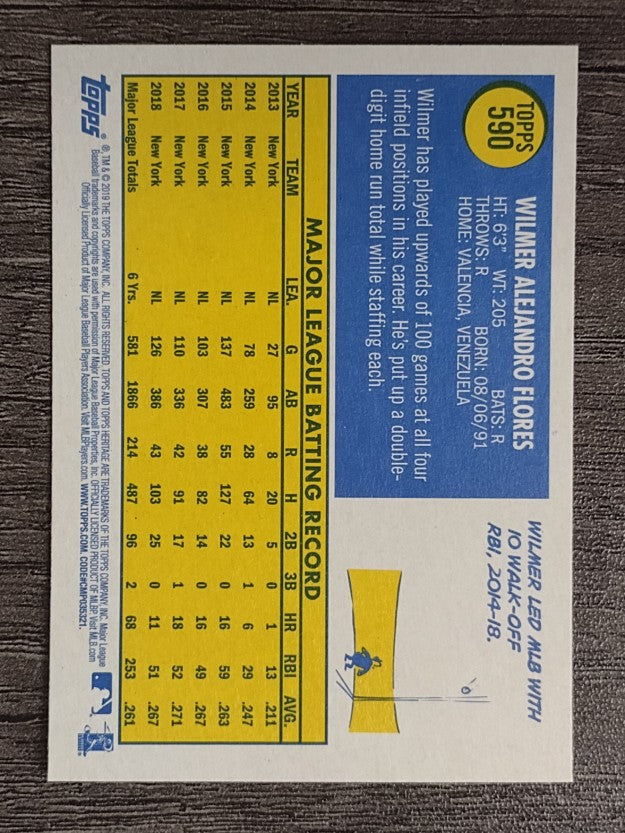 2019 Topps Heritage #590 Wilmer Flores