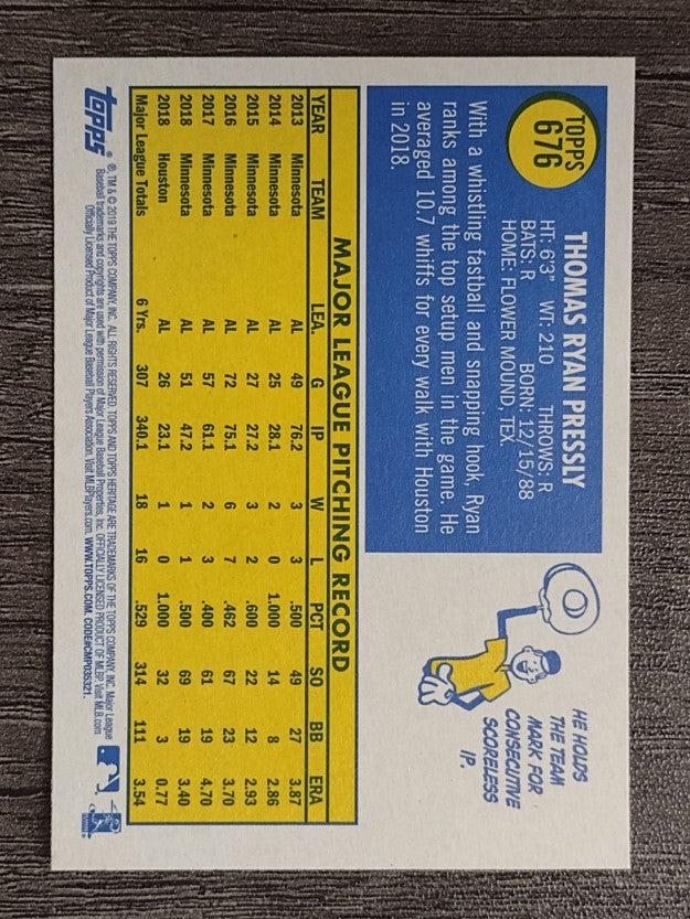2019 Topps Heritage #676 Ryan Pressly
