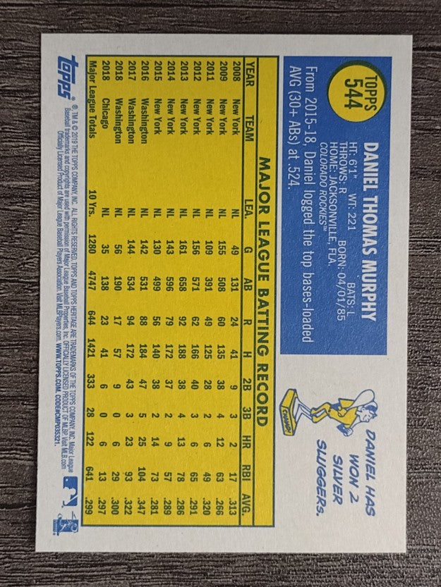 2019 Topps Heritage #544 Daniel Murphy