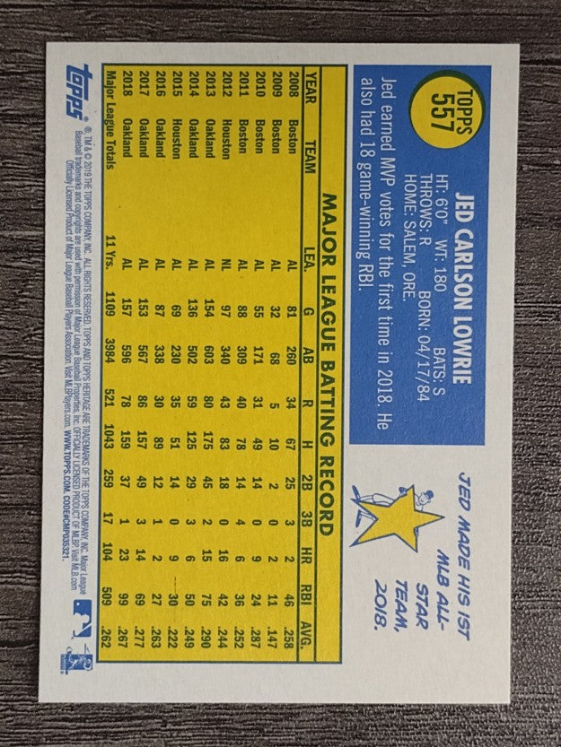 2019 Topps Heritage #557 Jed Lowrie