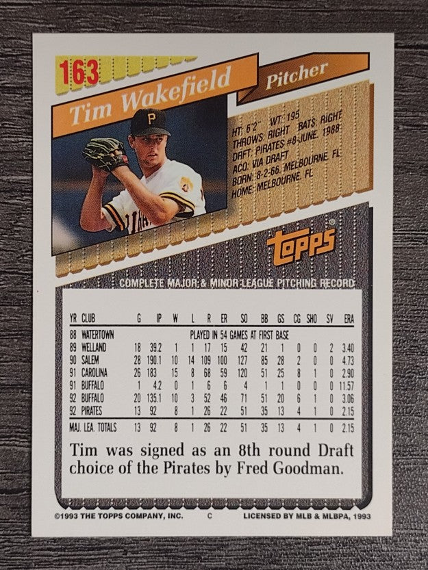 1993 Topps #163 Tim Wakefield