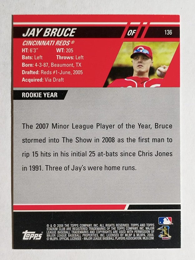 2008 Stadium Club #136a Jay Bruce