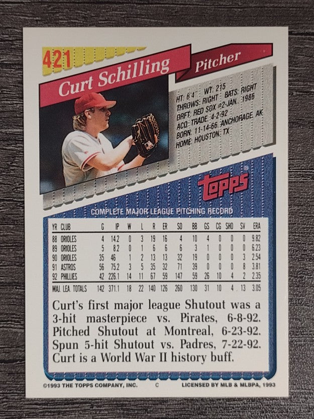 1993 Topps #421 Curt Schilling