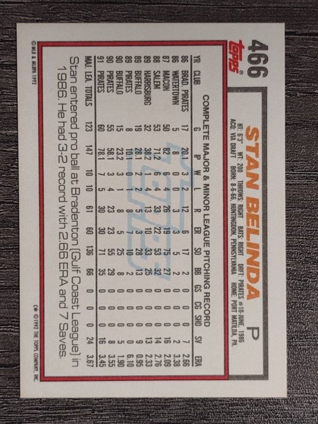 1992 Topps #466 Stan Belinda