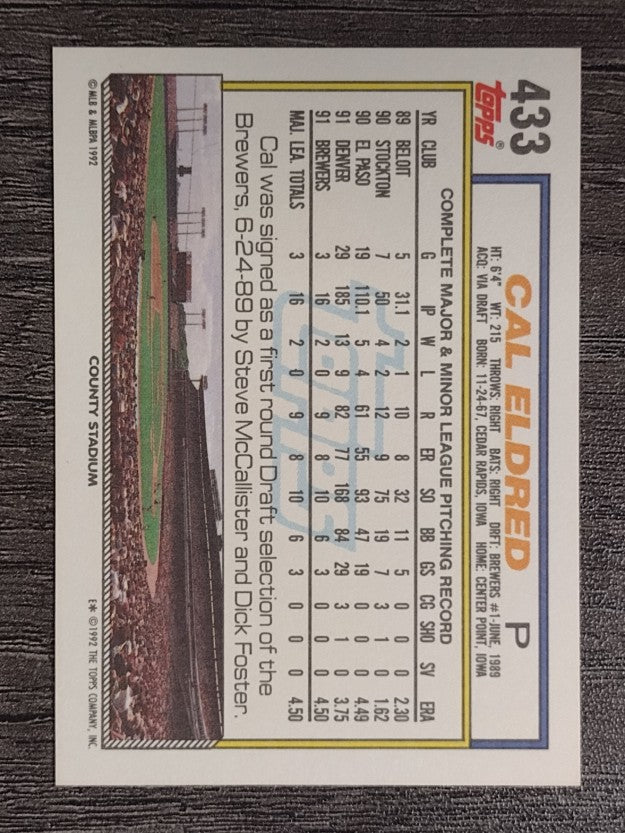 1992 Topps #433 Cal Eldred