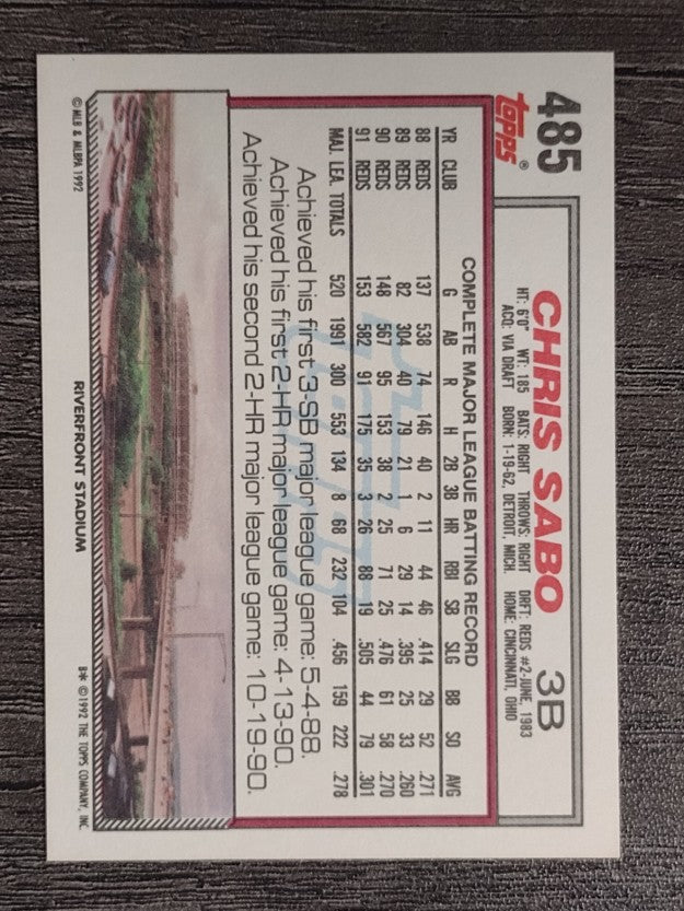 1992 Topps #485 Chris Sabo