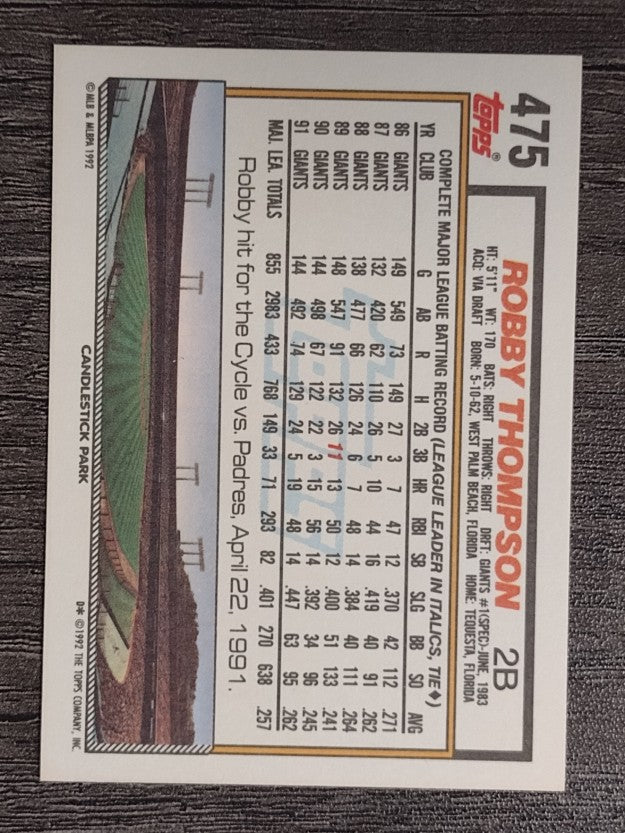 1992 Topps #475 Robby Thompson