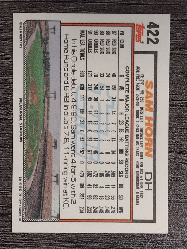 1992 Topps #422 Sam Horn