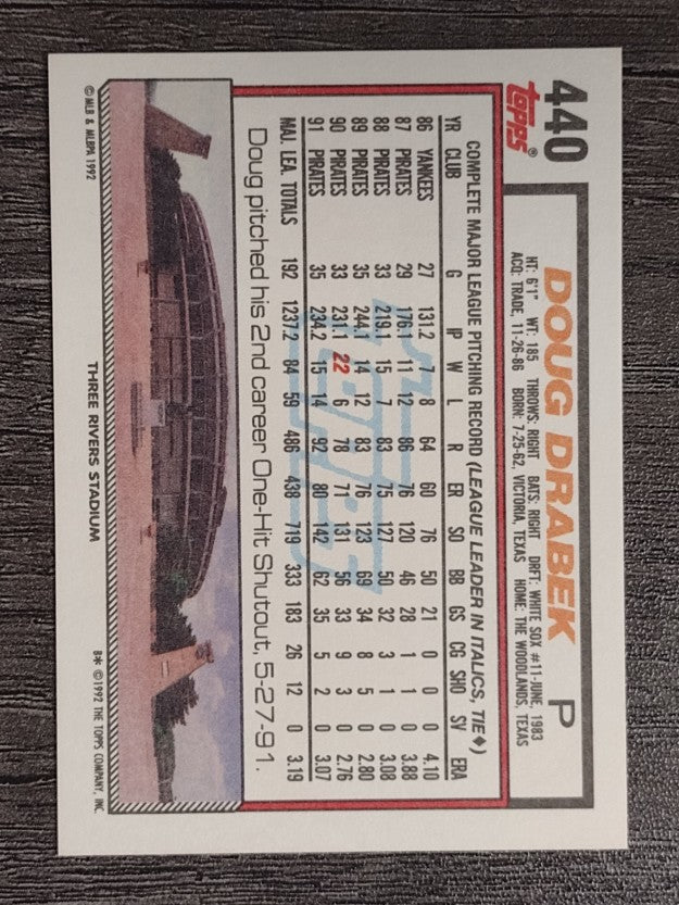 1992 Topps #440 Doug Drabek