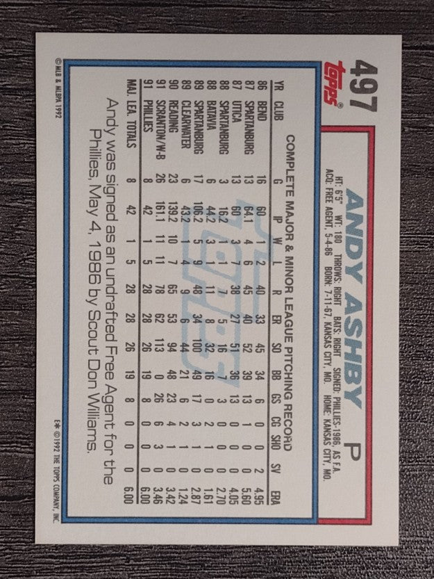 1992 Topps #497 Andy Ashby