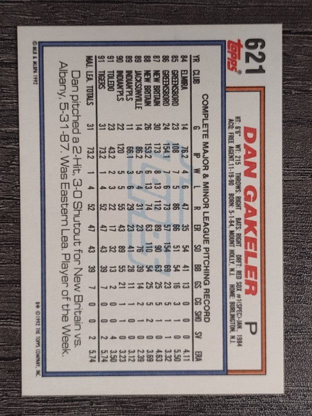 1992 Topps #621 Dan Gakeler