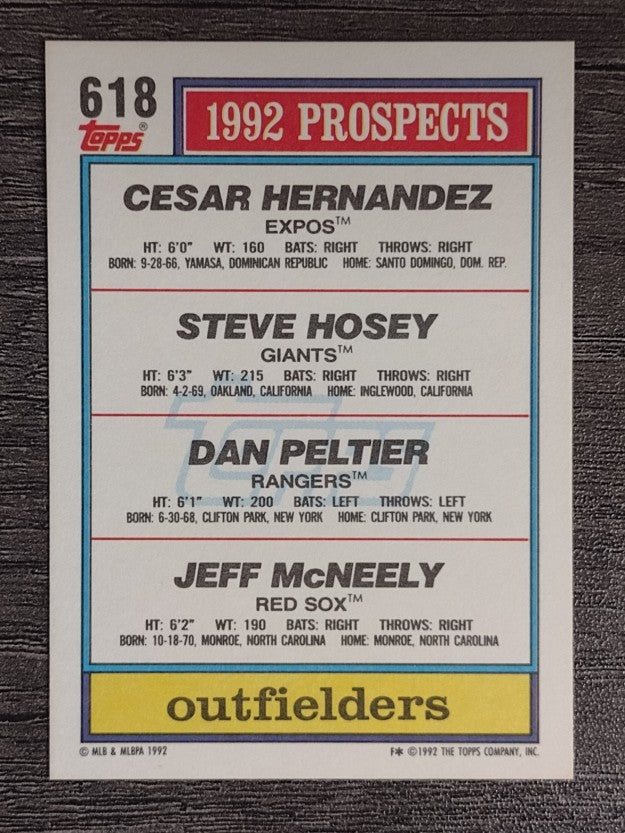 1992 Topps #618 Cesar Hernandez/Steve Hosey/Jeff McNeely/Dan Peltier