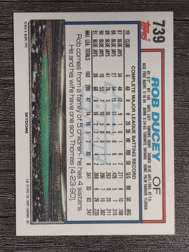 1992 Topps #739 Rob Ducey