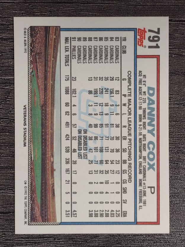 1992 Topps #791 Danny Cox