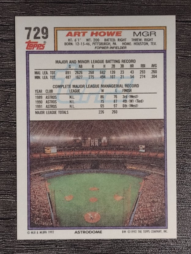 1992 Topps #729 Art Howe MG