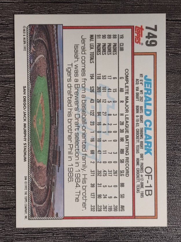 1992 Topps #749 Jerald Clark