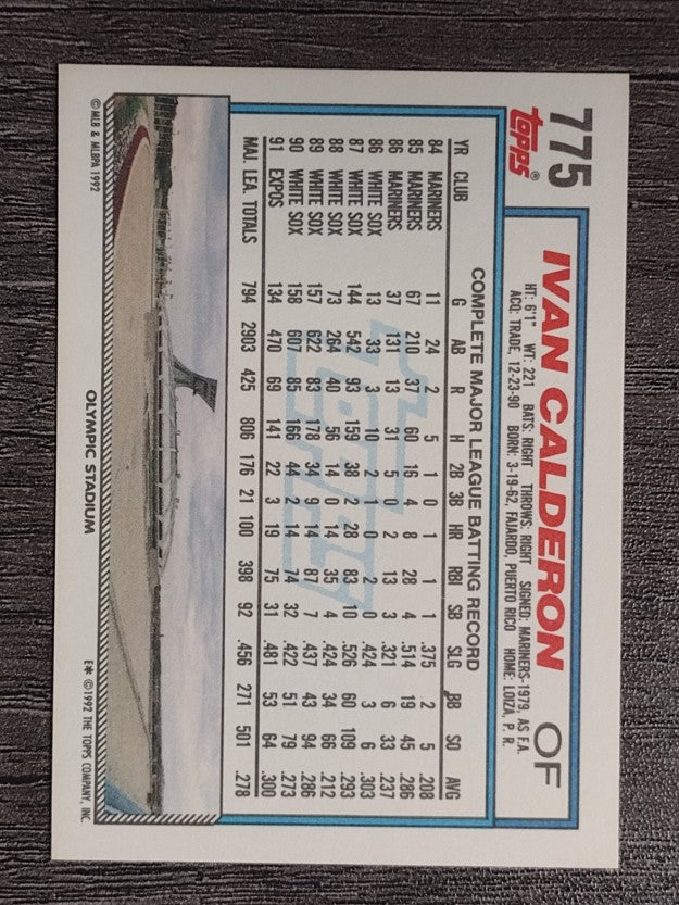 1992 Topps #775 Ivan Calderon