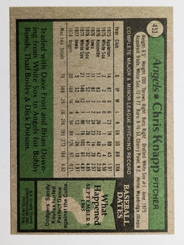 1979 Topps #453 Chris Knapp (EXMT)