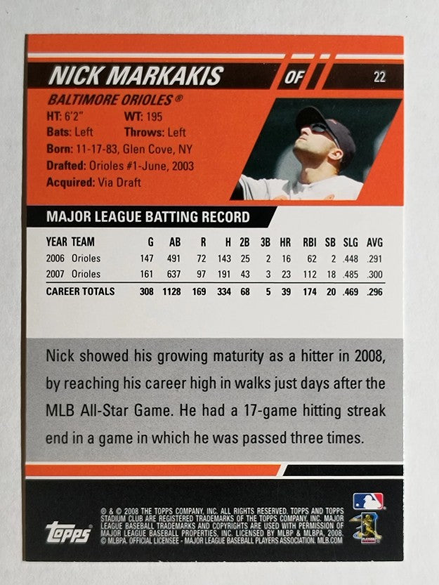 2008 Stadium Club #22 Nick Markakis