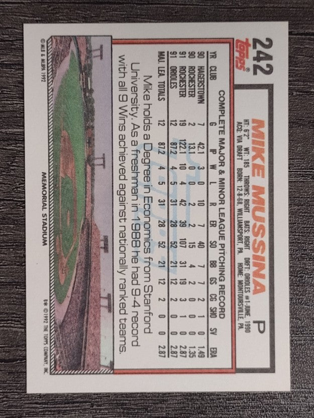 1992 Topps #242 Mike Mussina