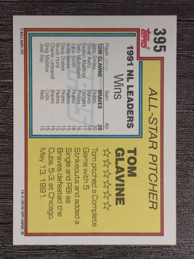 1992 Topps #395 Tom Glavine AS
