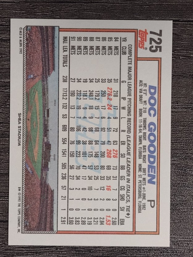 1992 Topps #725 Dwight Gooden