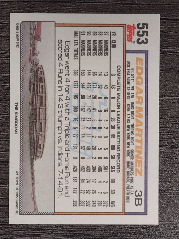 1992 Topps #553 Edgar Martinez