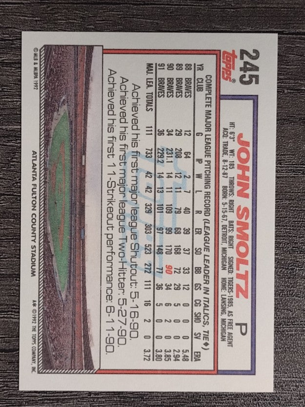1992 Topps #245 John Smoltz
