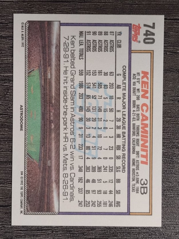 1992 Topps #740 Ken Caminiti