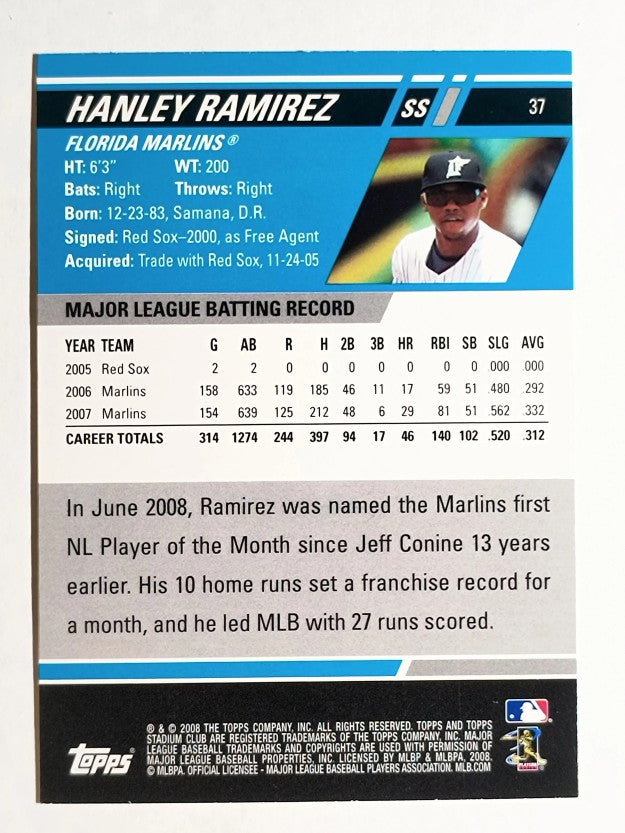 2008 Stadium Club #37 Hanley Ramirez