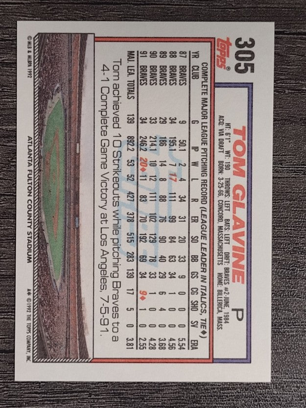 1992 Topps #305 Tom Glavine