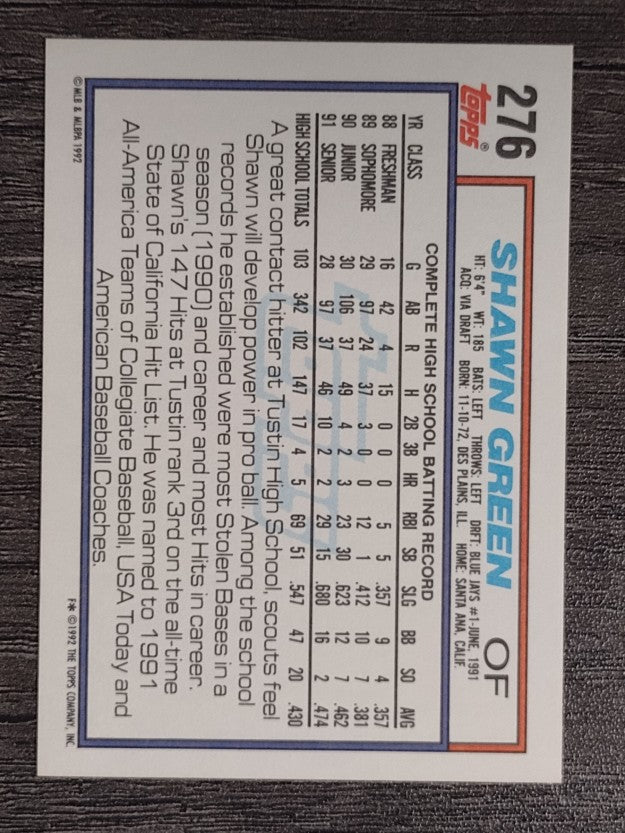 1992 Topps #276 Shawn Green RC