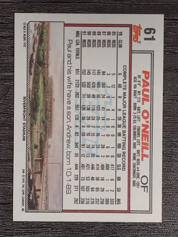1992 Topps #61 Paul O'Neill