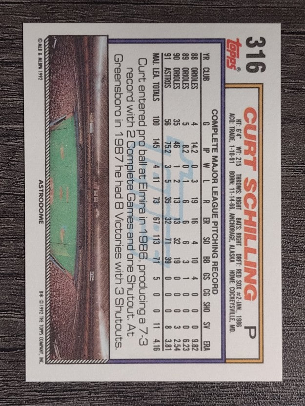 1992 Topps #316 Curt Schilling