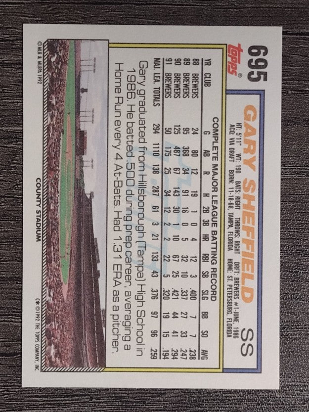 1992 Topps #695 Gary Sheffield