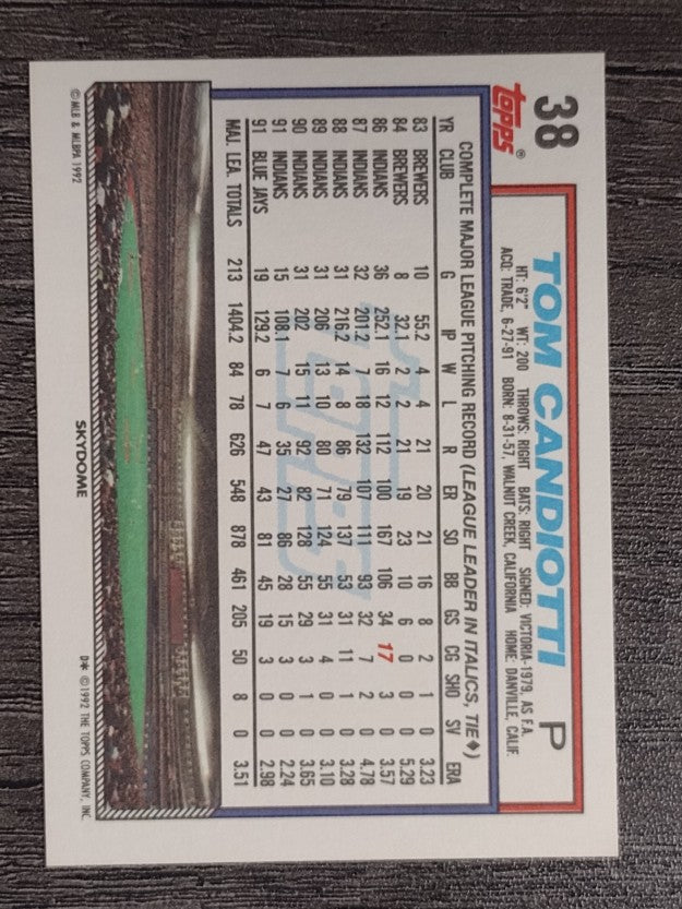 1992 Topps #38 Tom Candiotti